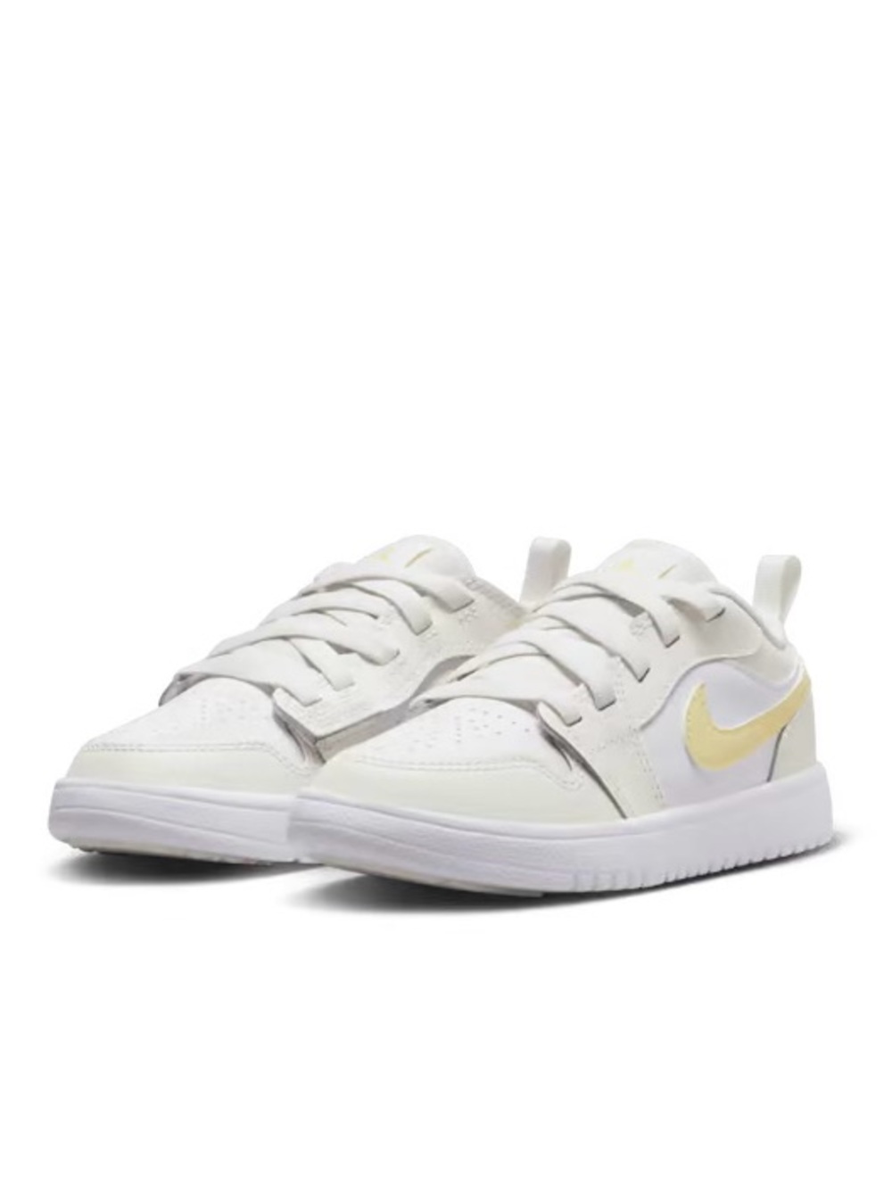 Nike Jordan 1 low ALT White Sneakers with Pale Yellow Swoosh